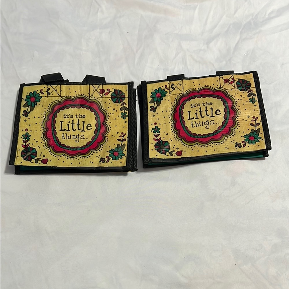 NATURAL LIFE Mini Yellow and Black 'It's the Little Things' Tote Bags